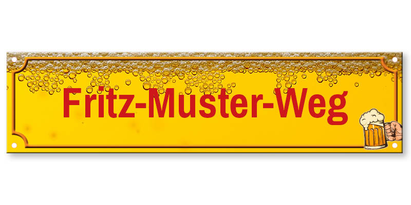 1012_Strassenschild Biergarten mit eigenem Namen oder Text