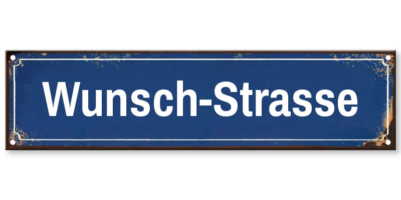 1019_Strassenschild Retro blau Rostoptik mit eigenem Namen oder Text