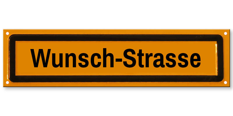 1024_Strassenschild orange breiter Rand mit eigenem Namen oder Text