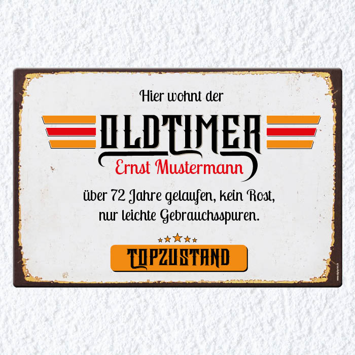 1091_Blechschild | Hier wohnt der Oldtimer, mit eigenem Namen