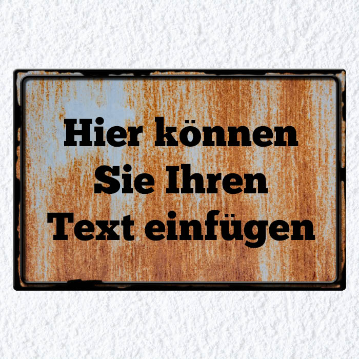 1083_Nostalgie-Blechschild | mit Rost und Rahmen für eigenen Text