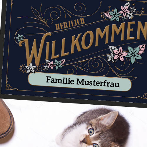 Fussmatte 1094 | Herzlich Willkommen, personalisierbar