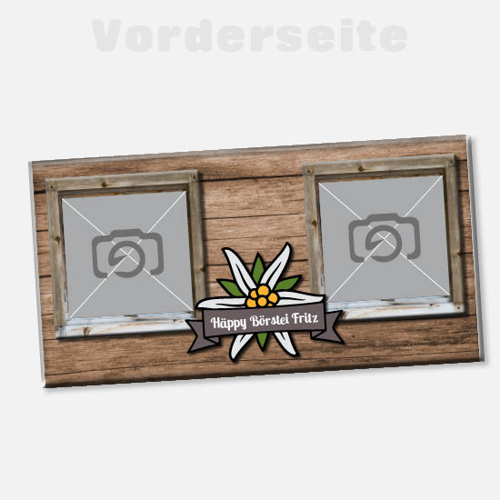 Foto-Schokolade 1215 | Edelweiss mit Fenstercollage, personalisierbar