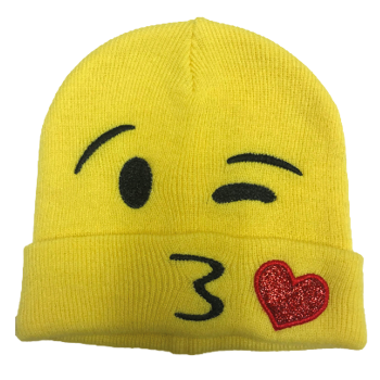 1002_Emoji-Strickmütze mit Kuss
