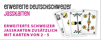 Schweizer Jasskarten mit Zahlen von 2-5