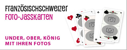 französischschweizer Foto-Jasskarten mit eigener Vorderseite