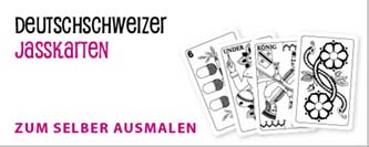 Schweizer Jasskartenspiel zum selber ausmalen