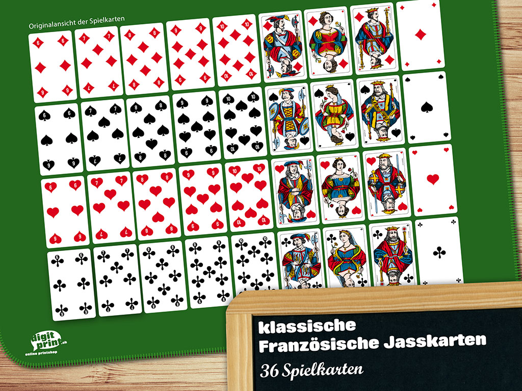 klassische Französische Jasskarten mit 36 Karten