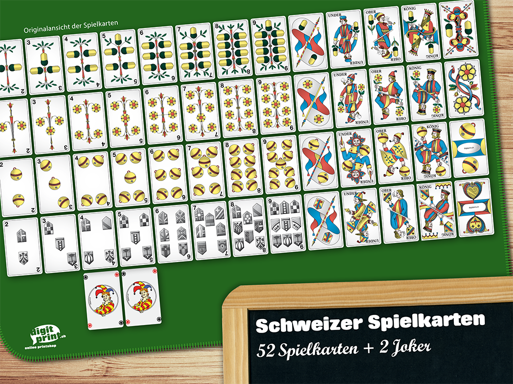 Erweiterte Schweizer Jasskarten mit zusätzlichen Zahlen von 2-5