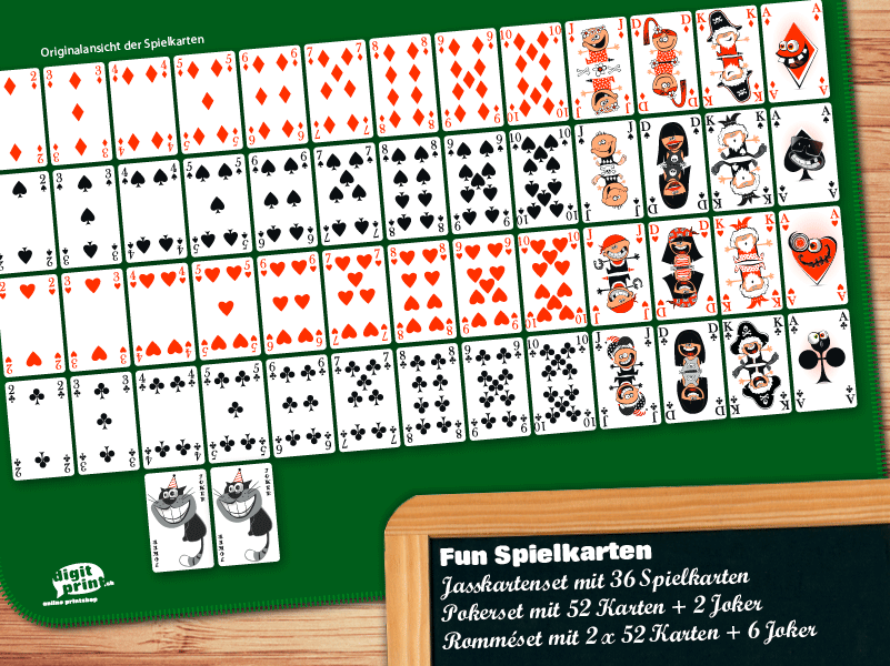 Jasskarten Spielkarten Pokerkarten Rommékarten mit eigenem Foto