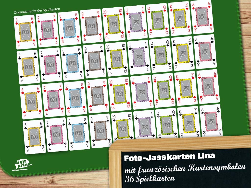 Deutschschweizer Foto-Jasskarten LINA mit eigenen Fotos