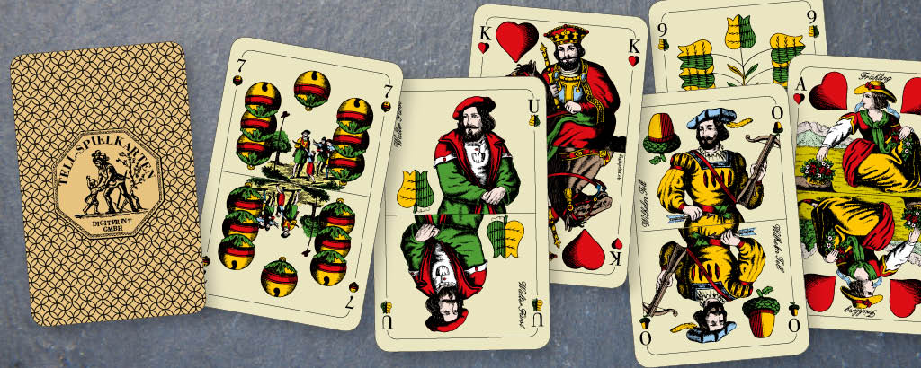 Tell-Spielkarten neu koloriert und auf 36 Karten erweitert