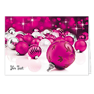 Weihnachtskarten mit pinkfarbenen Weihnachtskugeln